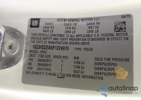 2015 Chevrolet Colorado Z71 from USA, damaged, VIN 1GCHSCEA5F1224979